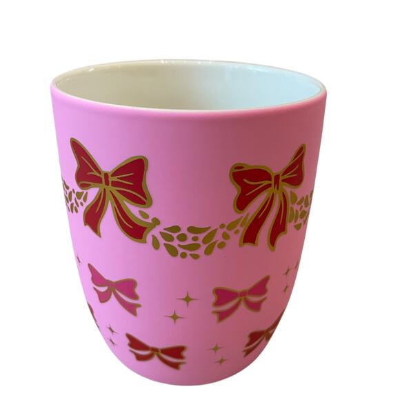 Peppermint & Pine Pink Bow Garland Soft Touch Coffee Cocoa Mug Holiday NEW - Picture 6 of 10